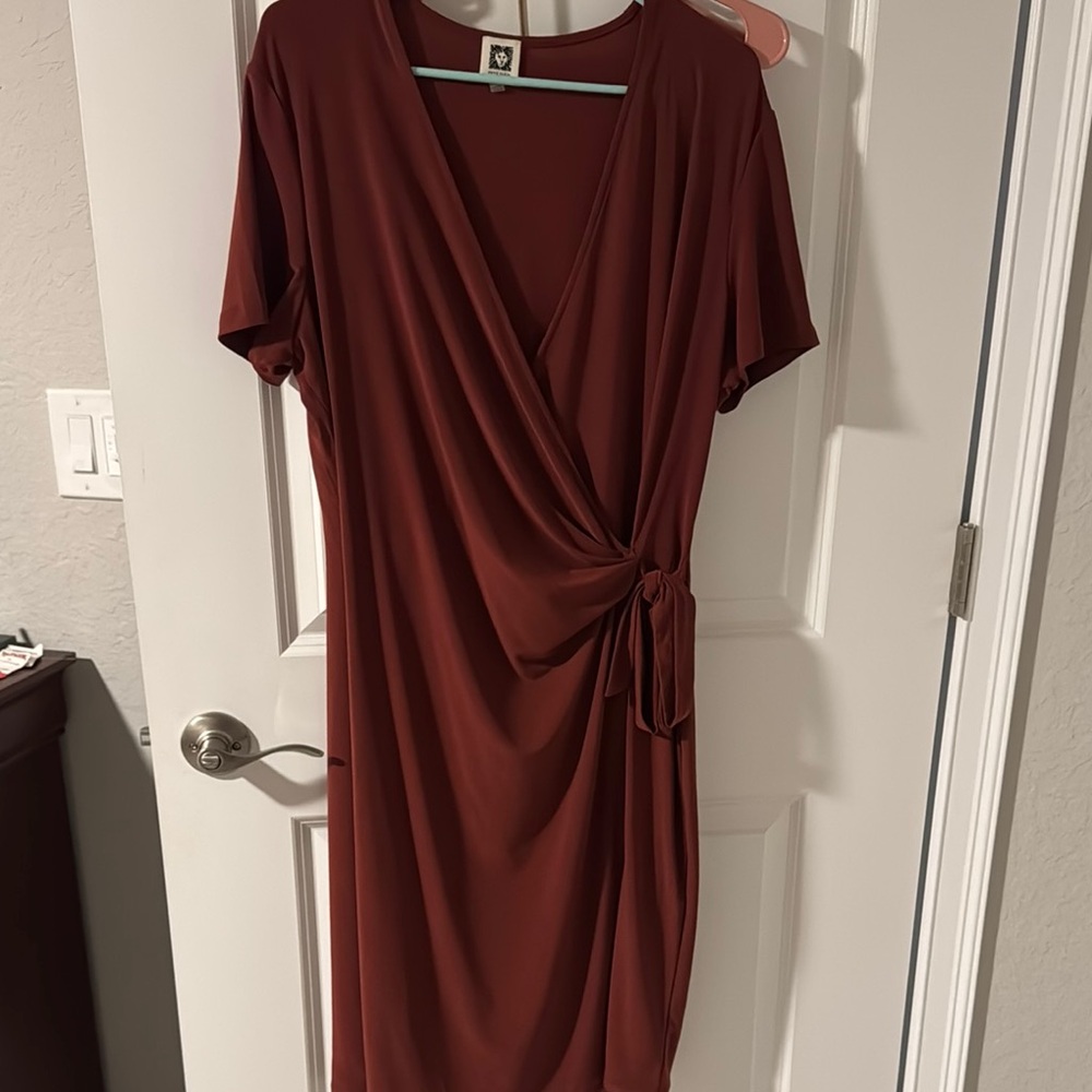 Elegant Rust Wrap Dress